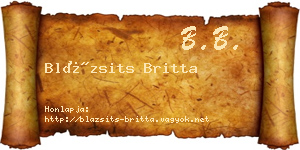 Blázsits Britta névjegykártya